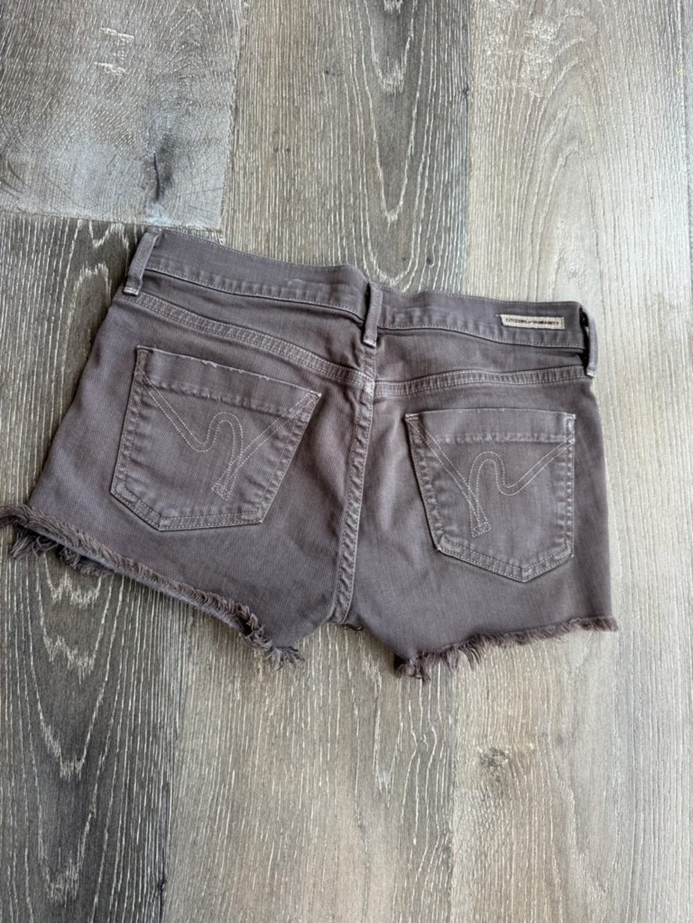 Citizens Of Humanity Frayed Hem Shortie Shorts - Brown AZ0500 - Picture 3 of 5